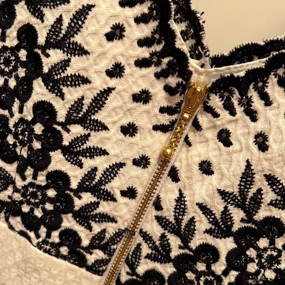 kate spade White Dress with Black Floral Embroidery